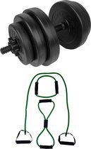 Tunturi - Fitness Set - Vinyl Halterset 15 kg - Tubing Set Groen