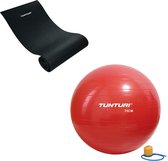 Tunturi - Fitness Set - Fitnessmat 160 x 60 x 0,7 cm - Gymball Rood 75 cm