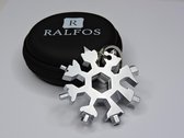 Ralfos Snowflake Multitool - Zilver - RVS - Sneeuwvlok Multitool - Sinterklaas - Cadeau - Sleutelhanger - Gereedschap - 18-in-1 multi-tool - Ringsleutel - Cadeau tip