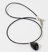leren ketting met onyx druppelhanger