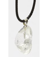 leren ketting met Bergkristal druppelhanger