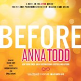 Boekomslag van 'Before' door Anna Todd, met de titel in grote witte letters en 'Anna Todd' in roze. Achtergrond met wazige gouden bokeh.
