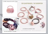 59 Stuks 10 Soorten Mooie HandMade Hoge Kwaliteit Haarelastiekjes - Super Sterk en Goede Flexibiliteit - Dames Meisjes Baby's - Simpel en Elegant Morandi Kleuren Ø 5cm- Sale!