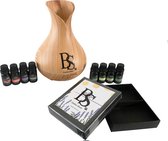 Aroma Diffuser tulp bruin voor aromatherapie, etherische olie, geurverspreider, Inclusief 8 Etherische Oliën Set Olie voor diffuser