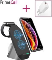 Wireless charger 15W PrimeCell - TS36 - Draadloze oplaadstation 3 in1 - Gratis 20W snellader met USBa + USBc