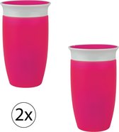 set van 2 - Munchkin Miracle sippy cup 360° drinkbeker - 296 ml - roze