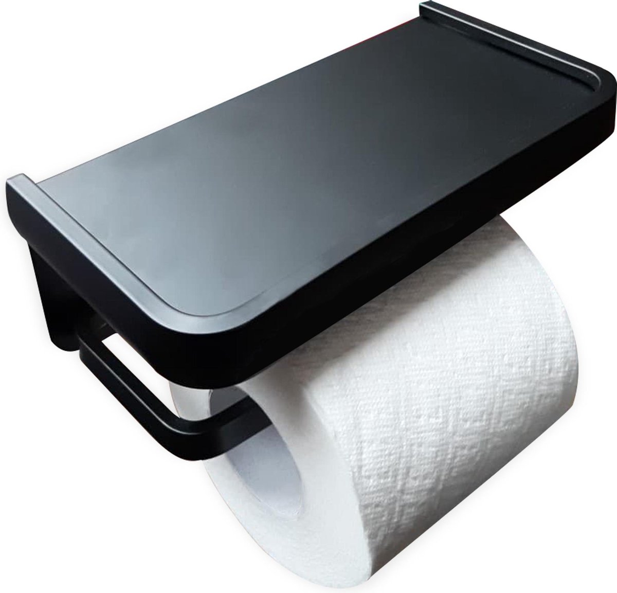 Prival Toiletrolhouder met Plankje – RVS – Zwart