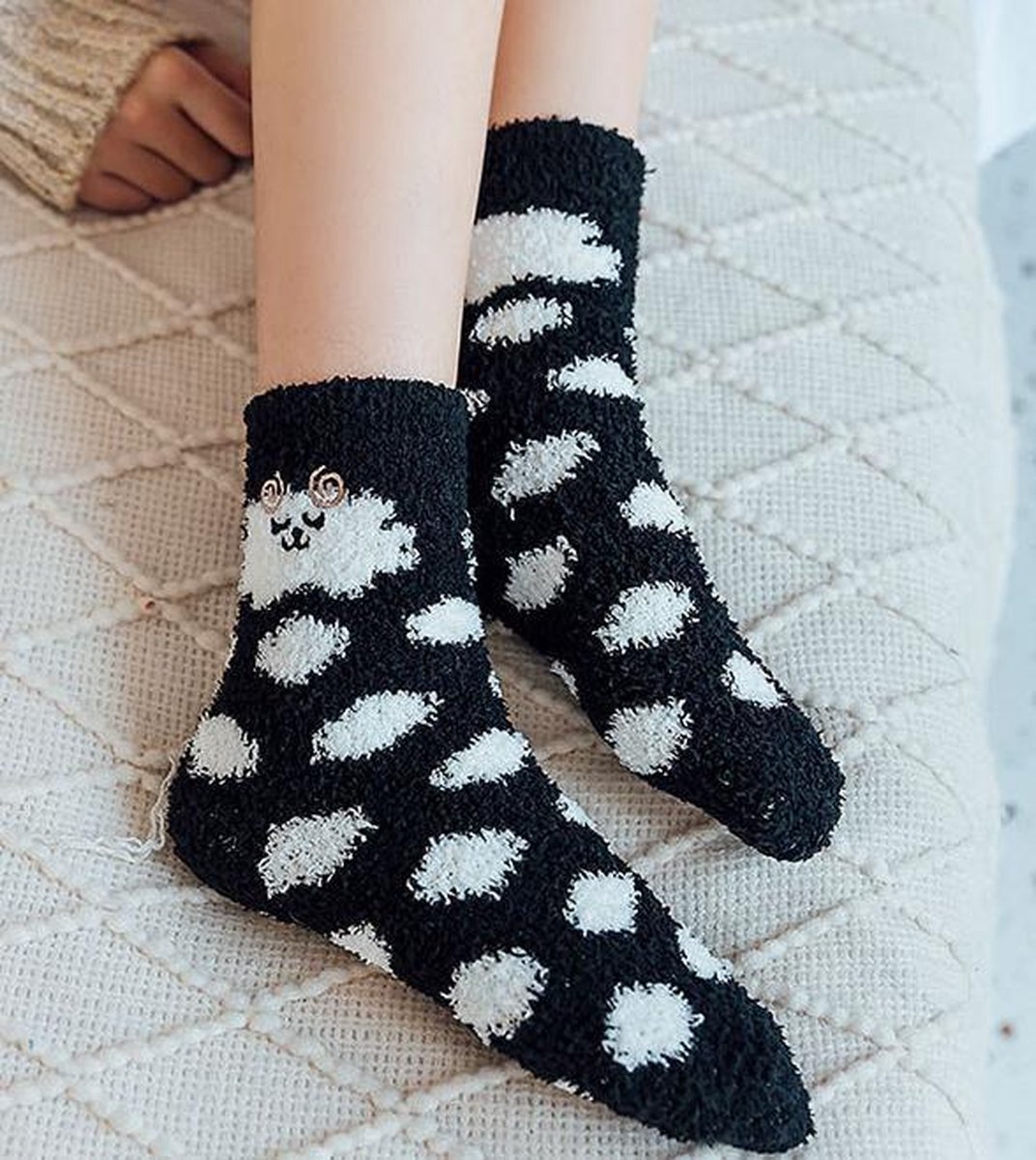 Warme sokken grijs / zwart - huissokken - print schaap - 36-40