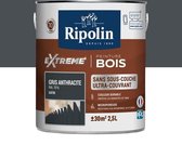 RIPOLIN Verf voor hout binnen en buiten - antracietgrijs Ral 7016 satijn, 2,5L