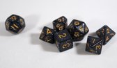 Polydice set - Polyhedral dobbelstenen set 7 delig | Set van 7 dice  | dungeons and dragons dnd dice | D&D Pathfinder RPG DnD | Zwart / Black -galaxy (gespikkeld)