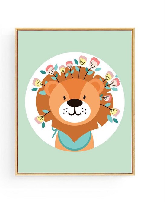 Poster Lion Vert Avec Fleur 50x40cm Animaux Decoration Murale Chambre Bebe Enfant Bol Com