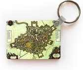 Porte-clés Cartes de la ville historique - Carte de la ville historique colorée de Breda Porte-clés en plastique - Porte-clés rectangulaire avec photo