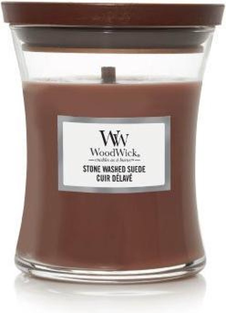 WoodWick - Stone Washed Suede Váza ( sepraný semiš ) - Vonná svíčka