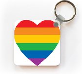 Sleutelhanger - Uitdeelcadeautjes - Een illustratie van een hart met alle kleuren van de regenboog - Plastic