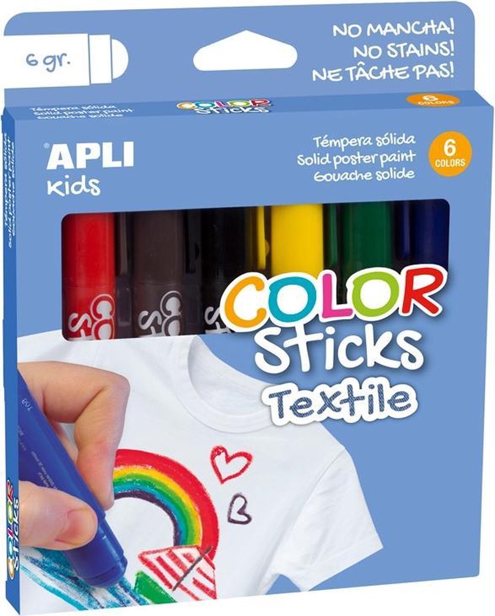 Apli Kids Textiel Verfsticks 6x
