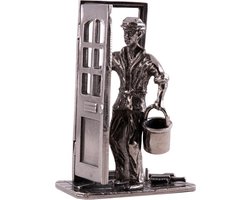 Beeldje Schilder met deur - Schildersbedrijf - Cadeau Schilder - Jubileum schilder - Luxe geschenk - beroepen beeldje