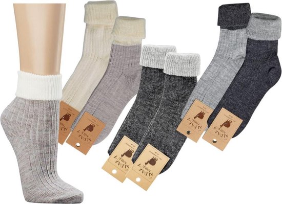 Winter zachte warme sokken met Alpakawol-Maat 39/42-2 paar | Grijs