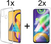 Samsung m30s hoesje case siliconen transparant hoesjes cover hoes - Hoesje samsung galaxy m30s - 2x Samsung m30s screenprotector screen protector