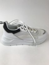 sneakers wit/zwart/zilver/uitneembare zool veter