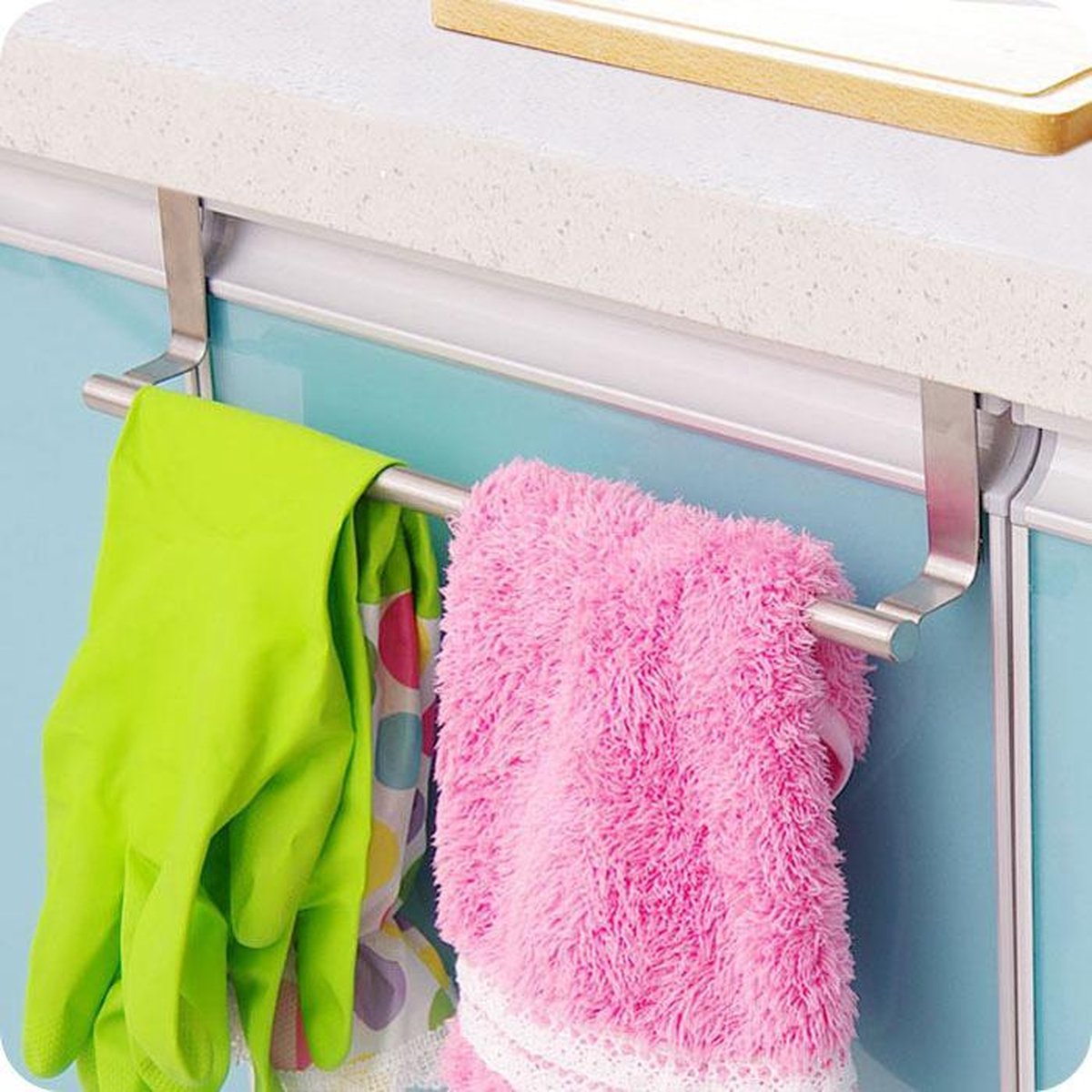 BukkitBow - Handdoekrek voor keukenkastje - Ophangstang voor Handdoeken - RVS Handdoek Houder