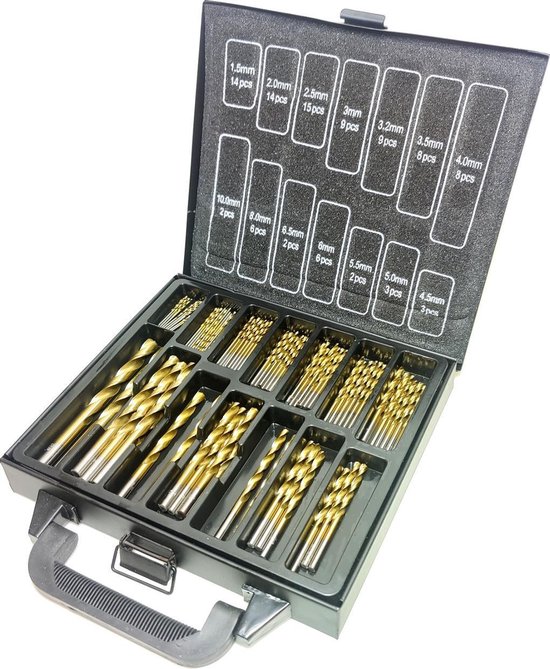 bedrijf discretie Knuppel 101 Delige metaal boren set titanium coated in metalen koffer 1,5 t/m 10mm  | bol.com