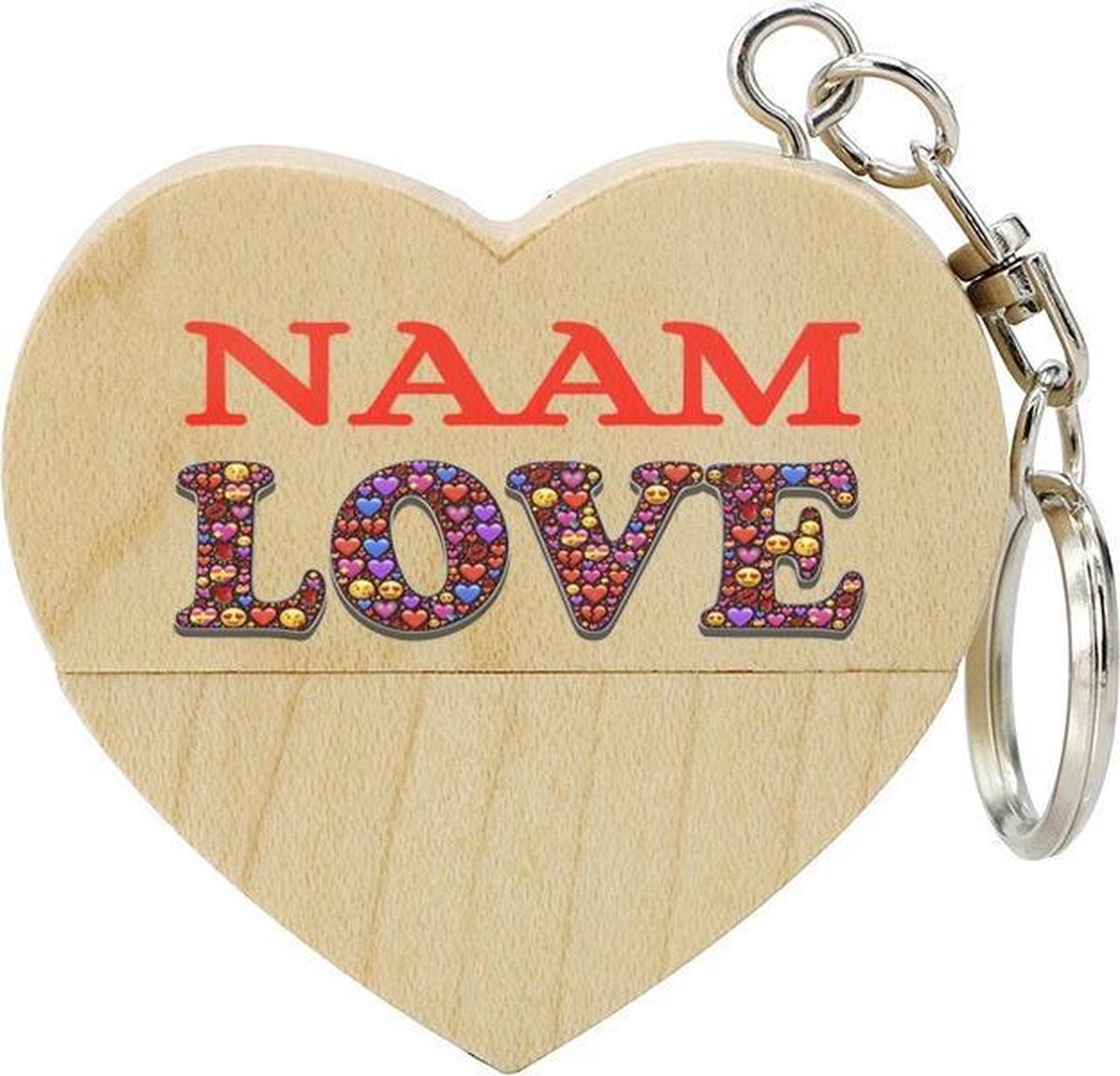 Valentijn cadeau hout hart usb stick met naam 64gb - model 1010 - Valentijnsdag cadeau, Valentijnscadeau, Liefde cadeau, Liefdescadeau