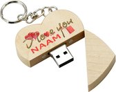 Valentijn cadeau hout hart usb stick met naam 64gb - model 1009 - Valentijnsdag cadeau, Valentijnscadeau voor haar, Liefde cadeau, Liefdescadeau