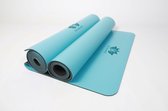 Tapis de yoga en caoutchouc PU Om Namaste - Tapis pour le yoga et le fitness - Bleu clair