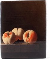 Decoratief Beeld - Meesters-op-hout. Coorte. Peaches. - Hout - Lanzfeld - Multicolor - 19.5 X 3 Cm