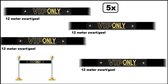 5x Rol Afzetlint VIP Only 12 meter zwart/geel - afzet lint festival thema feest verjaardag  markeerlint fun waarschuwing lint