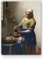 Melkmeisje - Johannes Vermeer - 19,5 x 26 cm - Niet van echt te onderscheiden schilderijtje op hout - Mooier dan een print op canvas - Laqueprint.