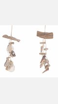 Driftwood/shell - hanger - 10x2x44 cm - 2 stuks