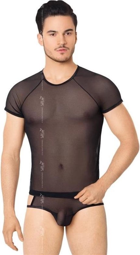 campagne geest Vreemdeling Netstof heren shirt en string zwart XL | bol.com
