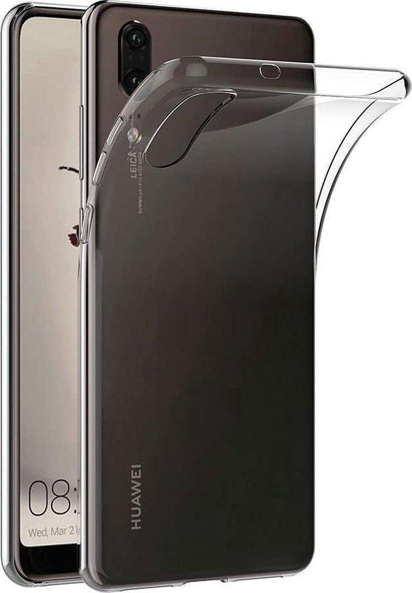 Huawei P20 hoesje transparant - Flexibel Jelly cover Huawei P20 hoesje met gratis telefoonhouder - Transparant