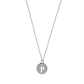 Letter ketting coin - initiaal P - Zilver - 40 cm