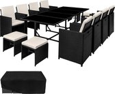 tectake - zitgroep Palma- Wicker Tuinset-ruimtebesparend bloksysteem-zwart-403862