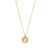 Letter ketting coin - initiaal F - Goud - 40 cm