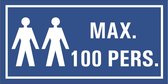 Maximaal 100 personen tekststicker 200 x 100 mm