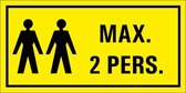 Waarschuwing, max. 2 personen tekststicker 150 x 75 mm