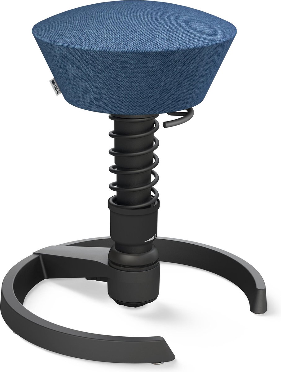 Aeris Swopper - ergonomische bureaukruk - zwart onderstel - blauwe zitting - gliders - wol - standaard