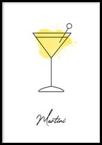 Poster Martini - 30x40 cm Met Fotolijst - Cocktail Poster - Ingelijst - WALLLL