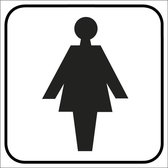 Toilet dames sticker, wit 100 x 100 mm