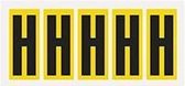 Letter stickers alfabet - 20 kaarten - geel zwart teksthoogte 75 mm Letter H