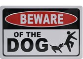 Wandbord – Beware of the dog – Pas Op - Hond - Vintage - Retro -  Wanddecoratie – Reclame bord – Restaurant – Kroeg - Bar – Cafe - Horeca – Metal Sign – 20x30cm