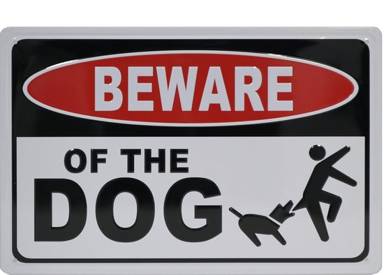 Foto: Wandbord beware of the dog pas op hond vintage retro wanddecoratie reclame bord restaurant kroeg bar cafe horeca metal sign 20x30cm