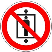 Lift voor personen verboden sticker - ISO 7010 - P027 50 mm - 10 stuks per kaart