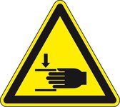 Autocollant d'avertissement de pince à main - ISO 7010 - W024 25 mm - 10 par feuille