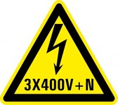 Sticker elektriciteit waarschuwing 3x400v+N 25 mm - 10 stuks per kaart