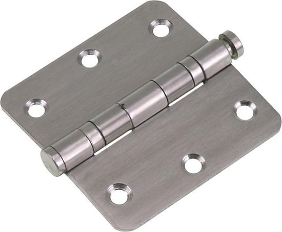 RVS kogelscharnier met pen, ronde hoeken, 76x76mm.