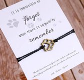 Hondarmband - hanger poot / / dog / hond armband - zwart - remember